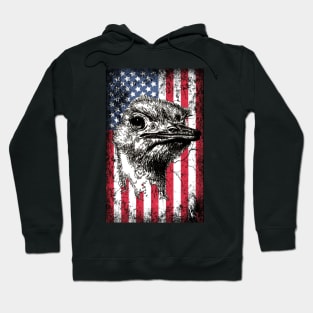 Patriotic Ostrich American Flag Hoodie